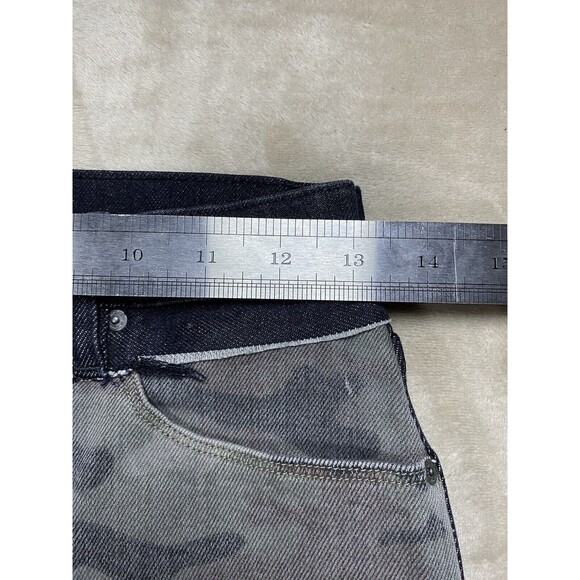 Hudson Skirt Women’s 26 Black Gray Camo Jean Distressed Raw Hem Jean Color Block - Picture 7 of 9